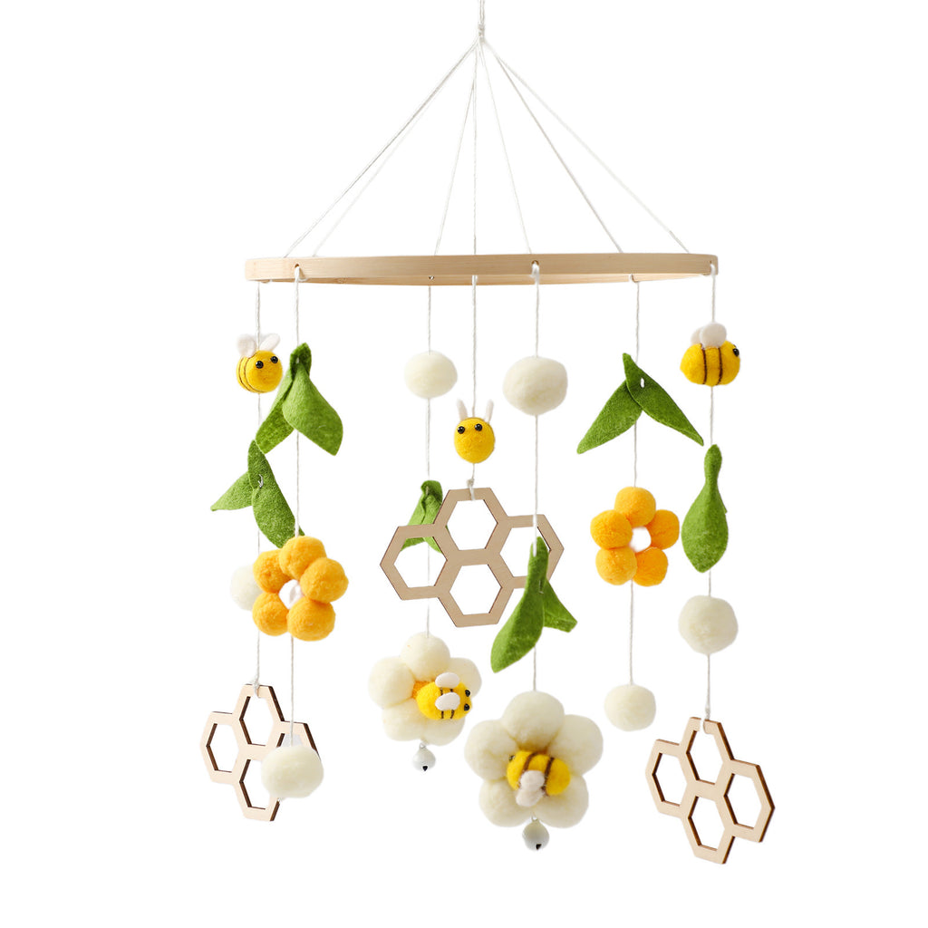 Bee Flower Bed Bell Stroller Bed Toy Newborn Baby Rattle Hanging Honeycomb Soothing Wind Chimes