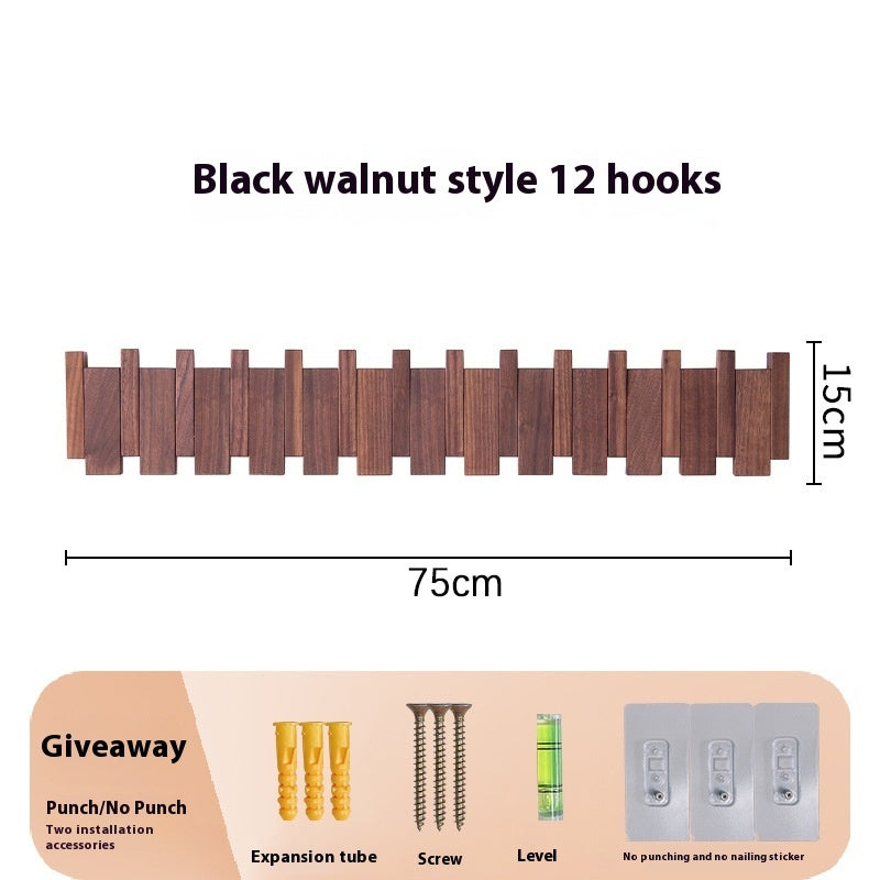 Clothes Hook Wall-mounted Entrance Hallway Hanger Punch-free Solid Wood Creative Keys Clothes