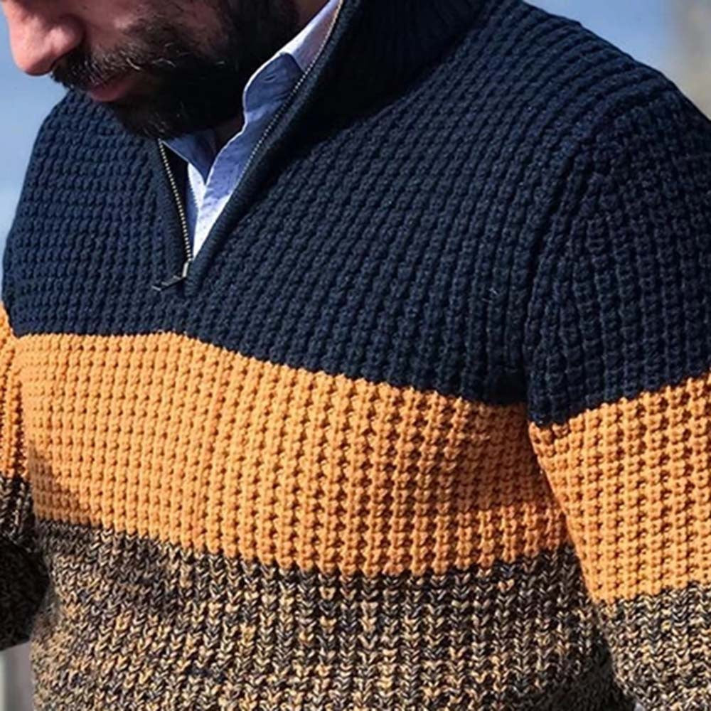 Men's sweater long sleeve color matching V-Neck Sweater