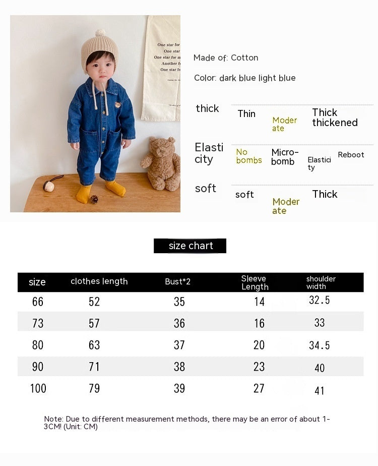 Baby Jumpsuit Thin Long Sleeve Denim Romper