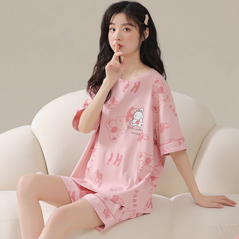 Pajamas Summer Women's Suit Pure Cotton High-grade Short-sleeved Shorts