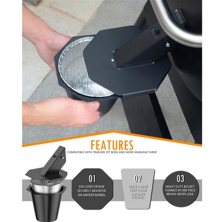 Smoked Drip Bucket With Lid Grease Catcher