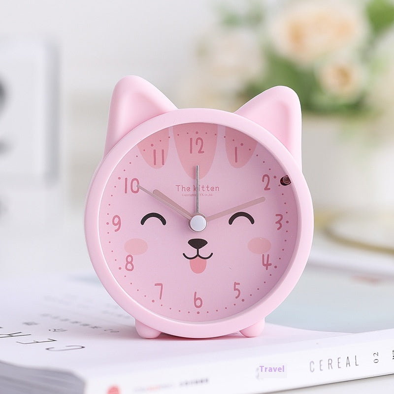 Children's Student Bedroom Antair Nightstand Simple Cute Creative With Night Light Noiseless Clock