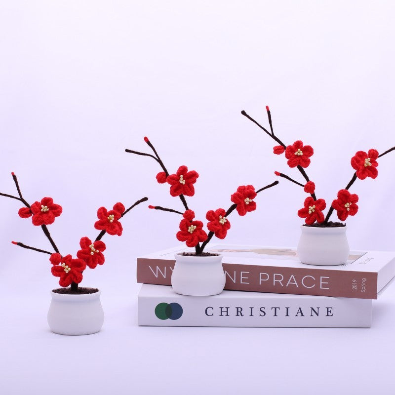 Handmade Potted Plum Blossom Emulational Flower Decoration