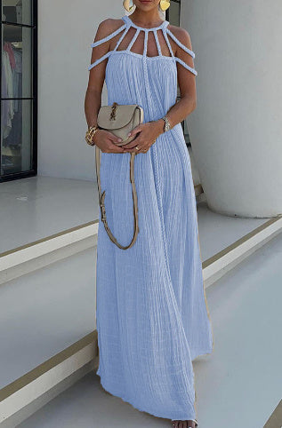 Women's Rope Off-shoulder Halter Loose Vacation Beach Dress