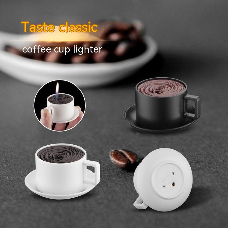 Exotic Mini Coffee Cup Inflatable Flame Lighter Smoking Set