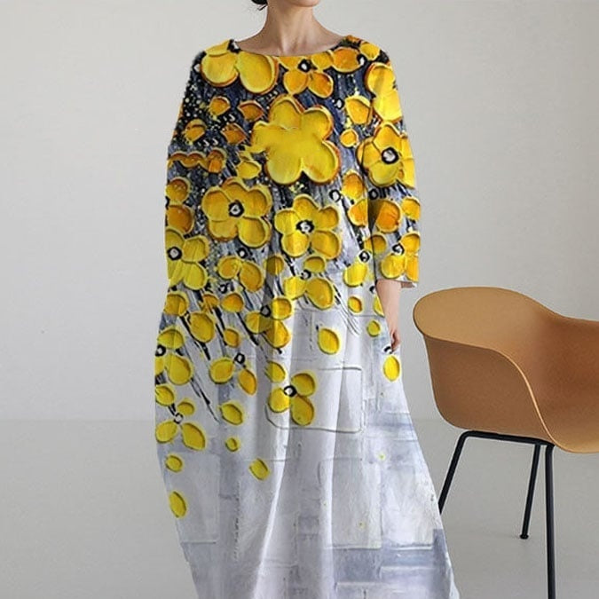 Women's Loose Round Neck Fashion Printed Dress