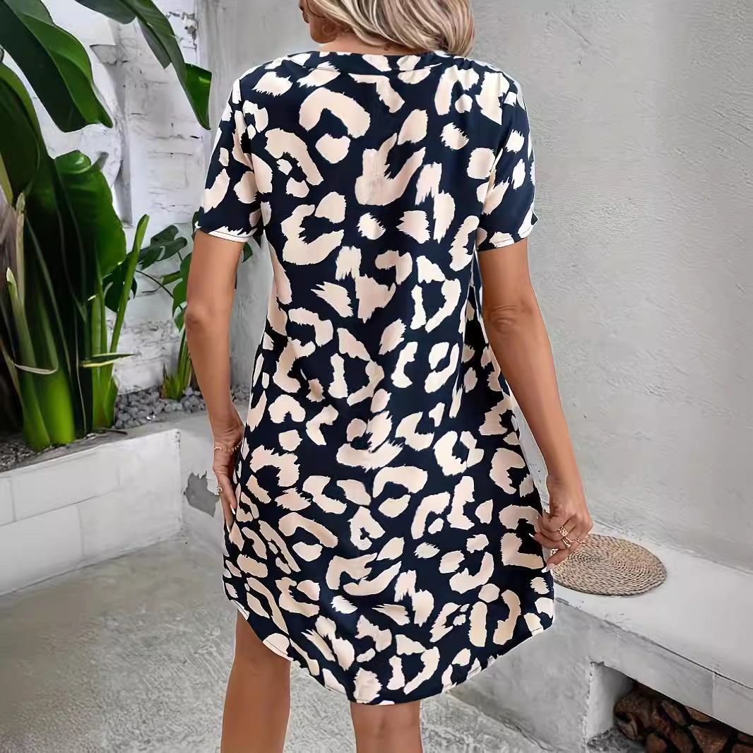 Fashion Elegant V-neck Short Sleeve Dress
