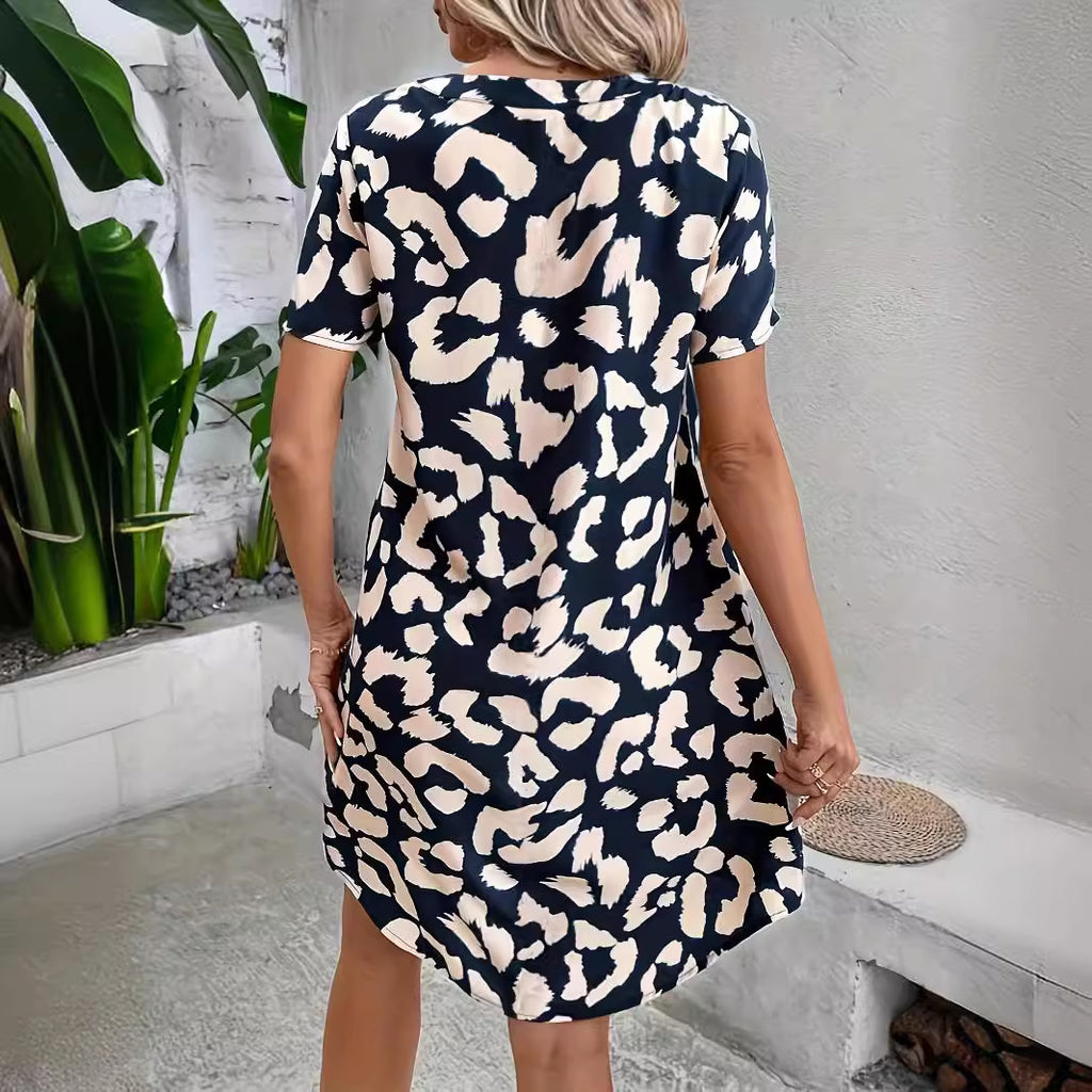 Fashion Elegant V-neck Short Sleeve Dress