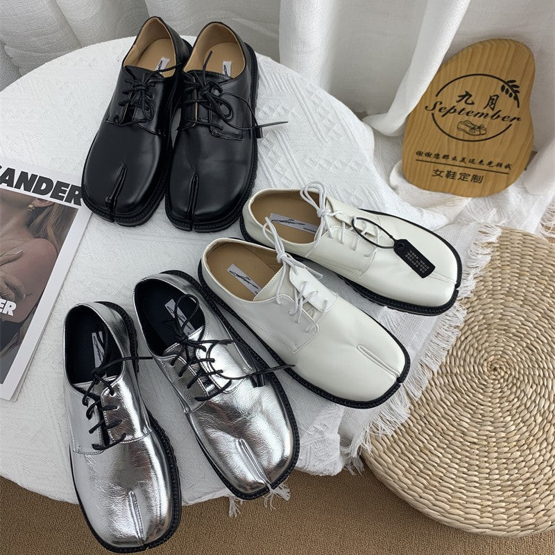 English Style Horseshoe Flat Sole Small Leather Shoes For Women