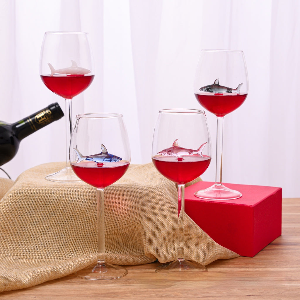 Creative Transparent Glass Funny Shark Red Wine Glass