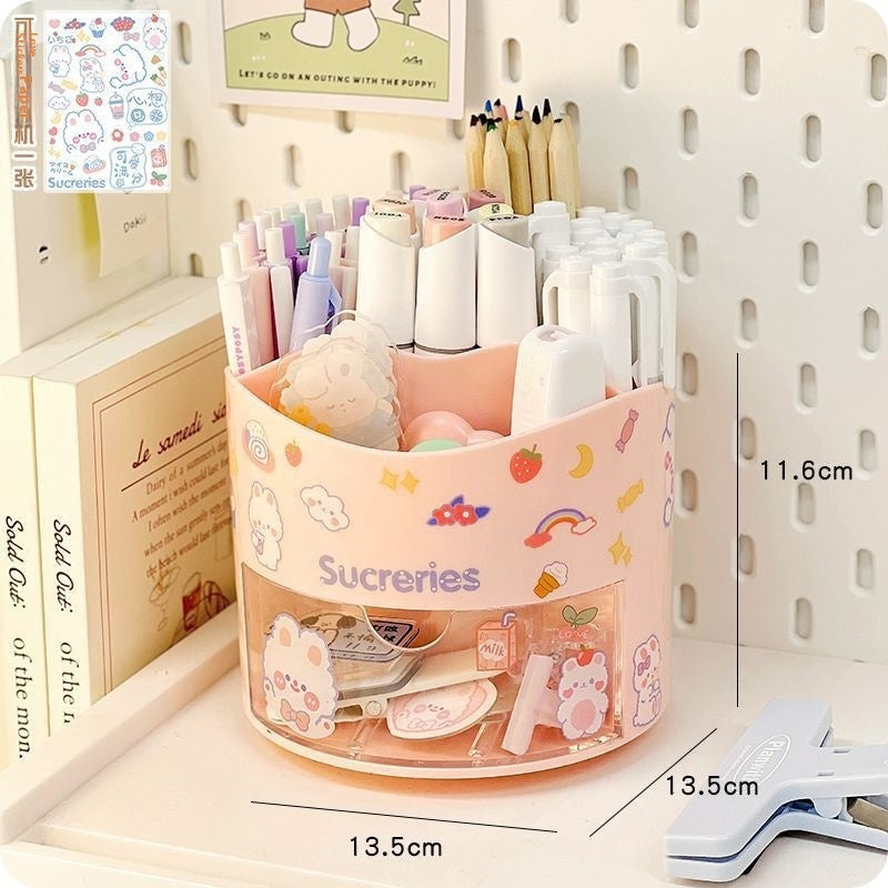 Multifunctional Large Capacity Division Rotating Pen Holder Drawer Rack