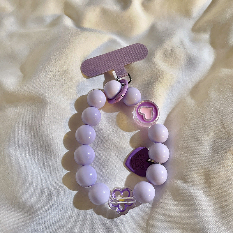 Beads Solid Color Bracelet Phone Case Pendant
