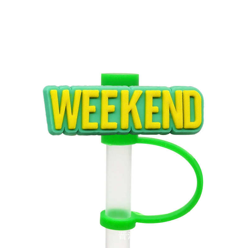 Straw Mouthpiece Silicone Dust Plug Decorative Buckle Clip Personalized Letter Label