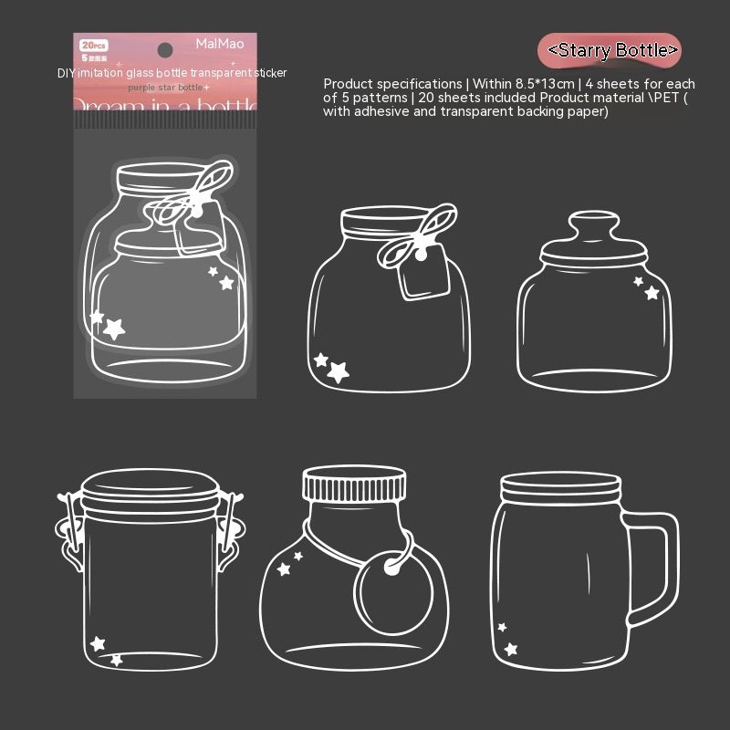 Dried Flower Bookmark Creative Glass Bottle Container PET Sticker Bookmark