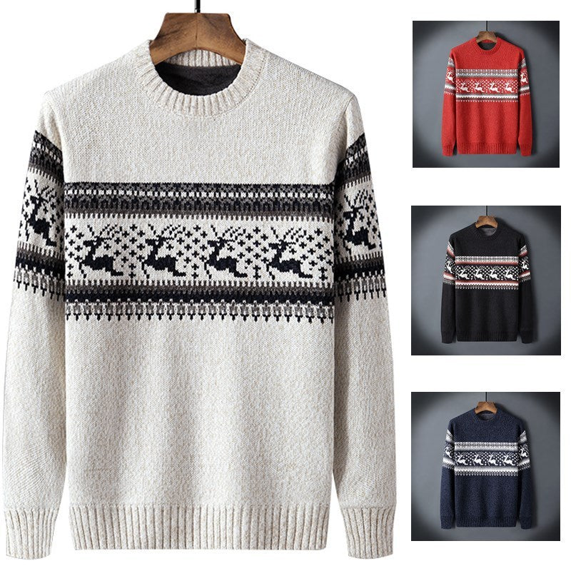 Men's contrast color plus fleece sweater