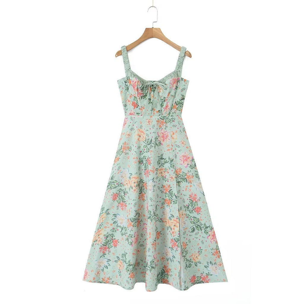 Women's French Floral Strap Dress