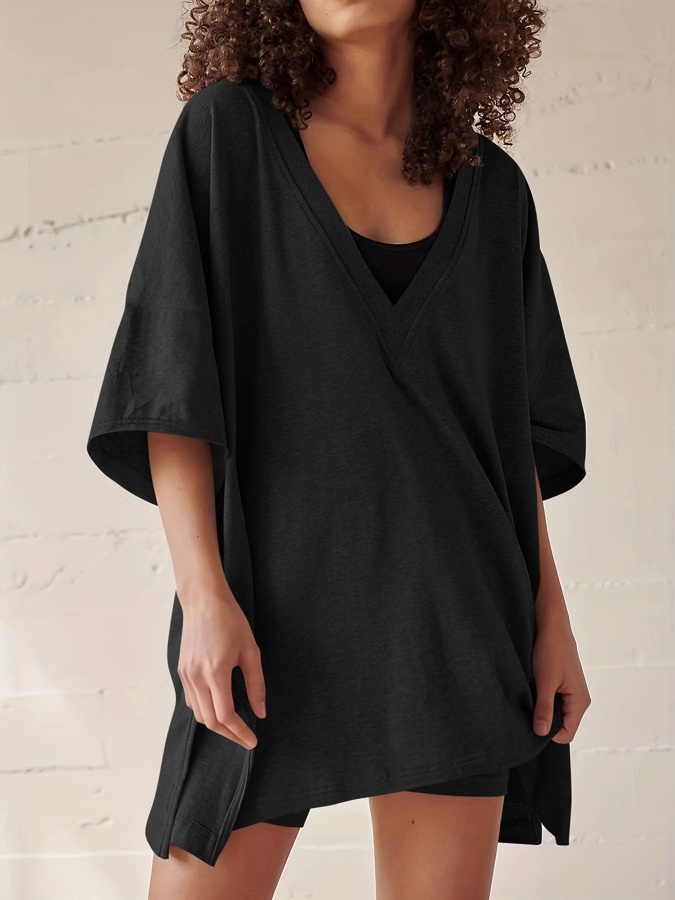 Women's Fashion Short Sleeve T-shirt High Waist Figure Flattering Shorts Casual Two Pieces