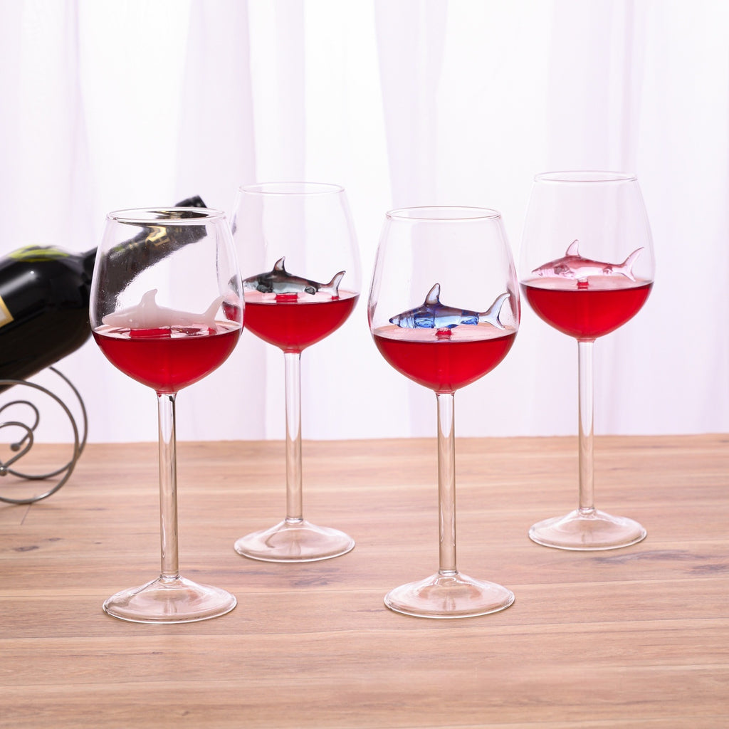 Creative Transparent Glass Funny Shark Red Wine Glass