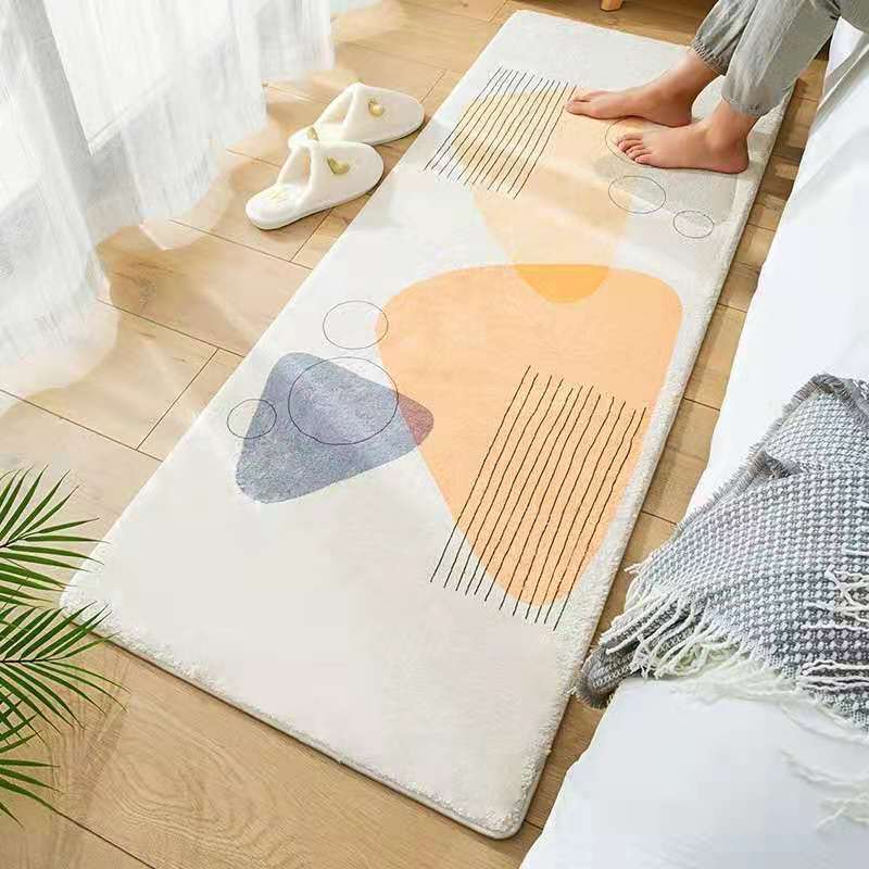 Rectangular Rug In Front Of Bed In Home Room