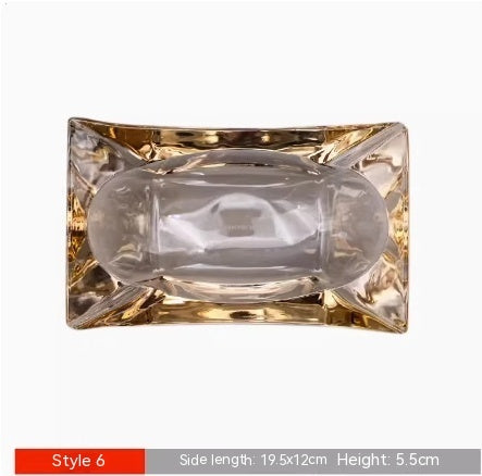 Crystal Glass Gold Rim Ashtray Prevent Fly Ash