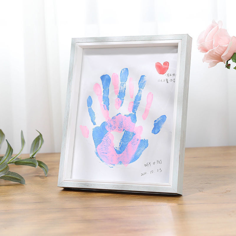 DIY Colorful Graffiti Couple Hand Print Photo Frame