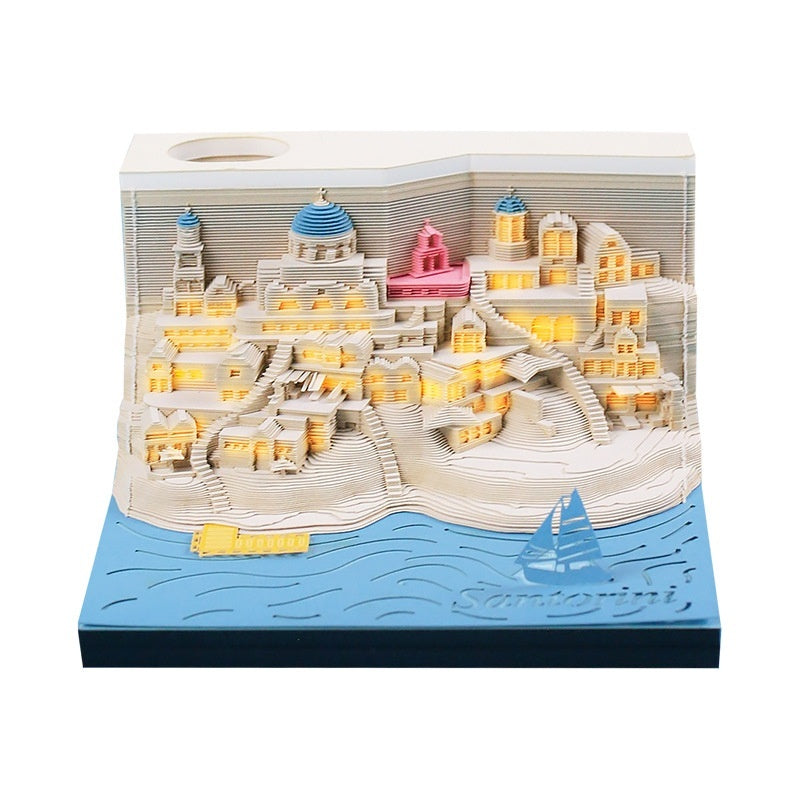Cute Girl's Island Paper Carving Model Creative Gift 3D Three-dimensional Note Paper Gift
