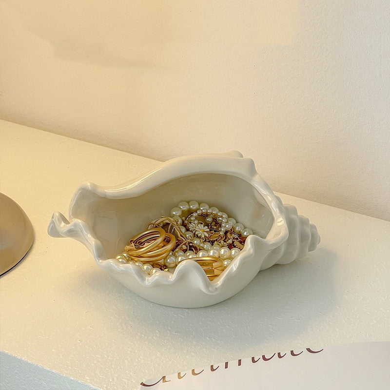 Fashion Ceramic Conch Shell Tray Decoration