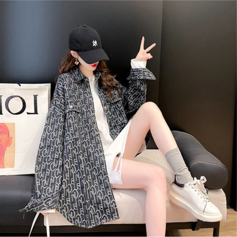 Women's Loose Mid Length Denim Shirt