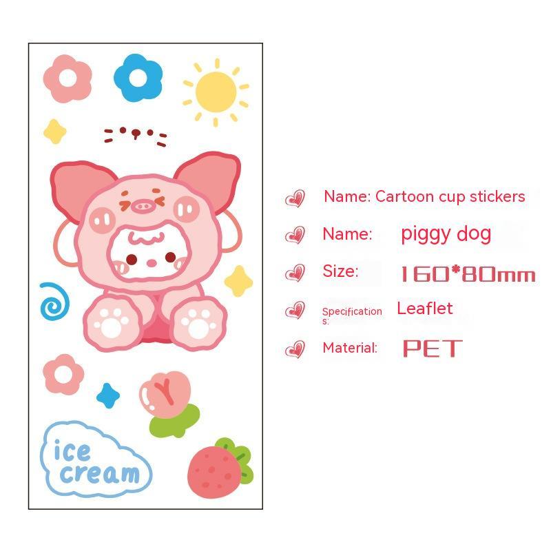 Cute Bear Clear Water Cup Stickers Children's Cartoon Korean Journal Material Mobile Phone Cup Decoration