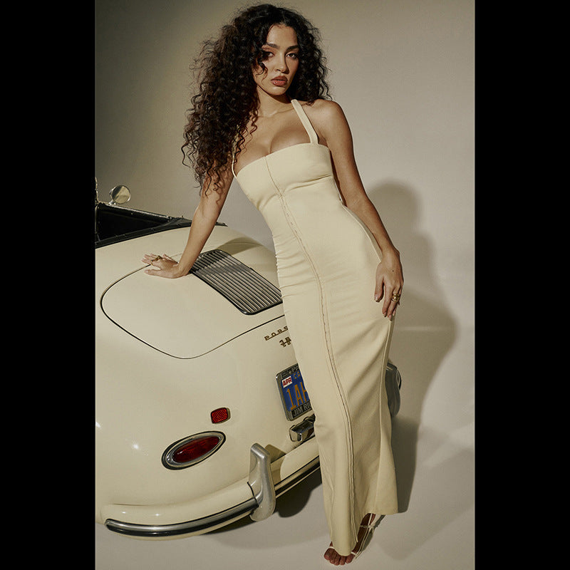 Women's Halter Single-breasted Split Hip Dress