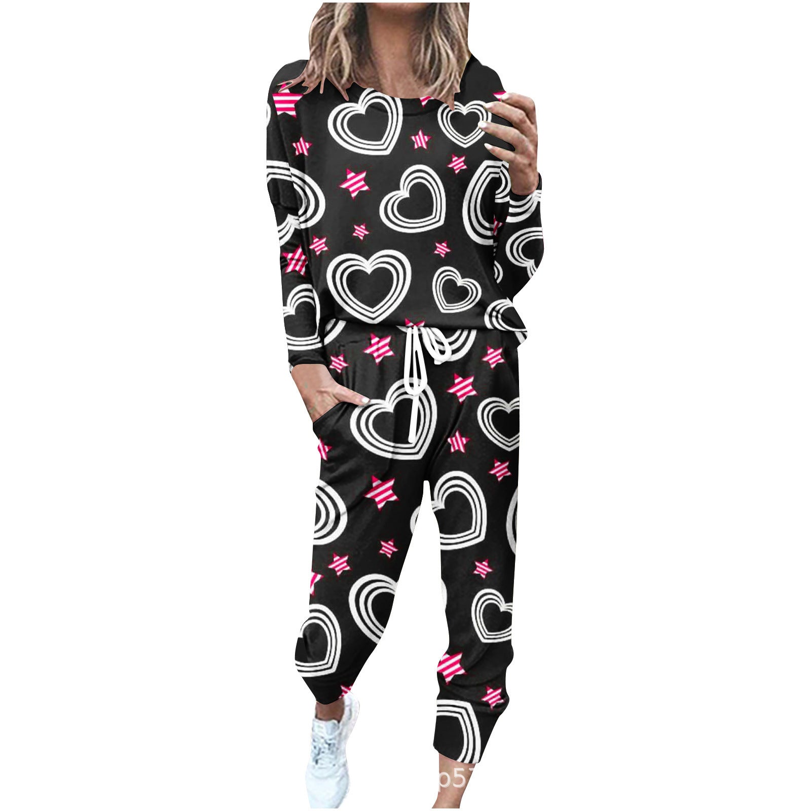 Women's Plus Size Sports Loose-fitting Solid Color Long Sleeves Leisure Suit