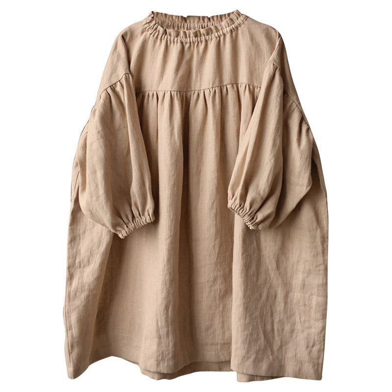 Girls' Ramie Cotton Dress Nordic Style