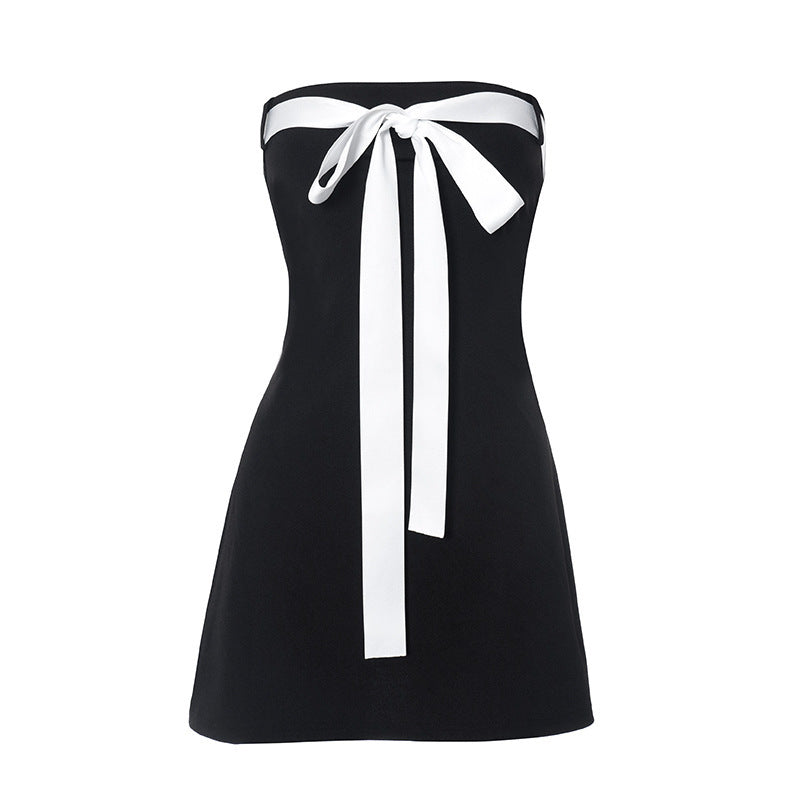 Solid Color Sleeveless Lace-up Sexy Hot Girl Tube Top Dress
