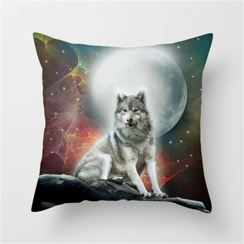 Home Decoration Without Pillow Core 3D Fluorescent Wolf Polyester Pillowcase
