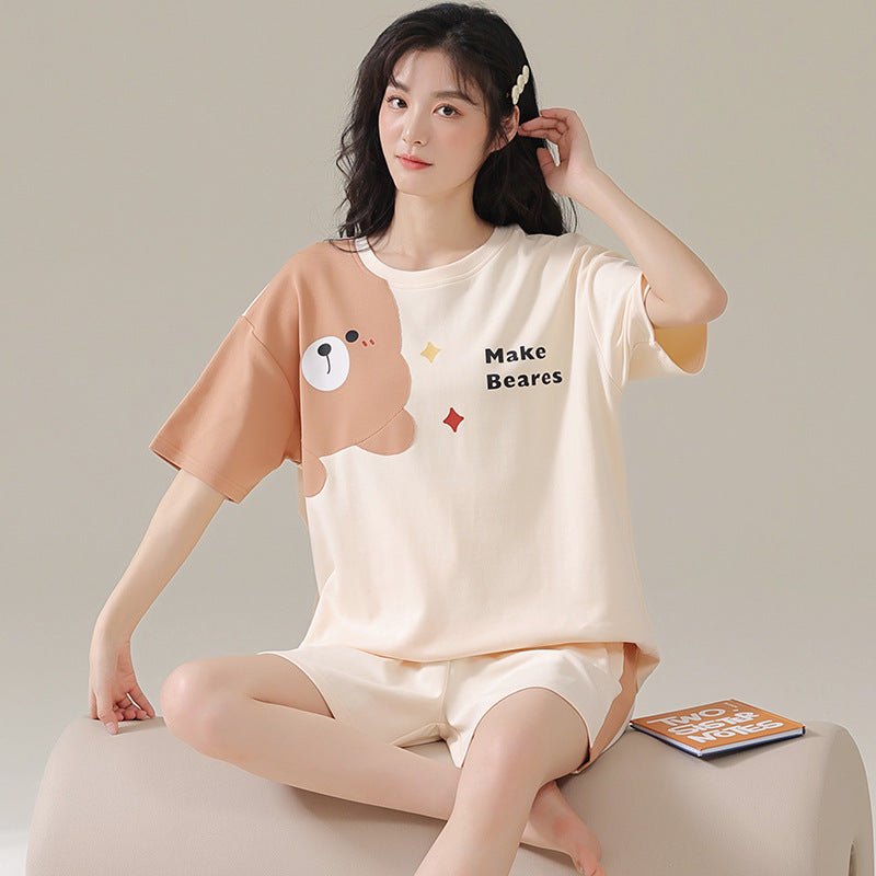 Pajamas Summer Women's Suit Pure Cotton High-grade Short-sleeved Shorts