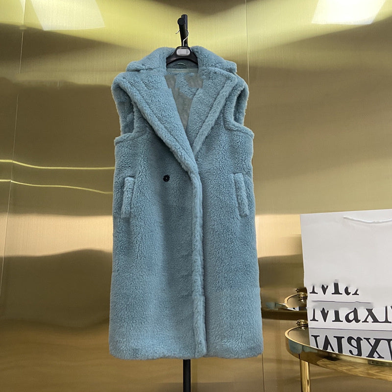 Women's Fur Long Profile Vest Jacket