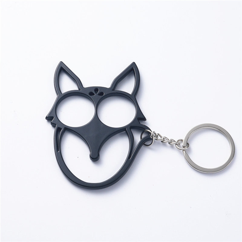 Fox Shaped Key-chain Metal Double Finger Lock Outdoor Self-defense Supplies Multifunctional