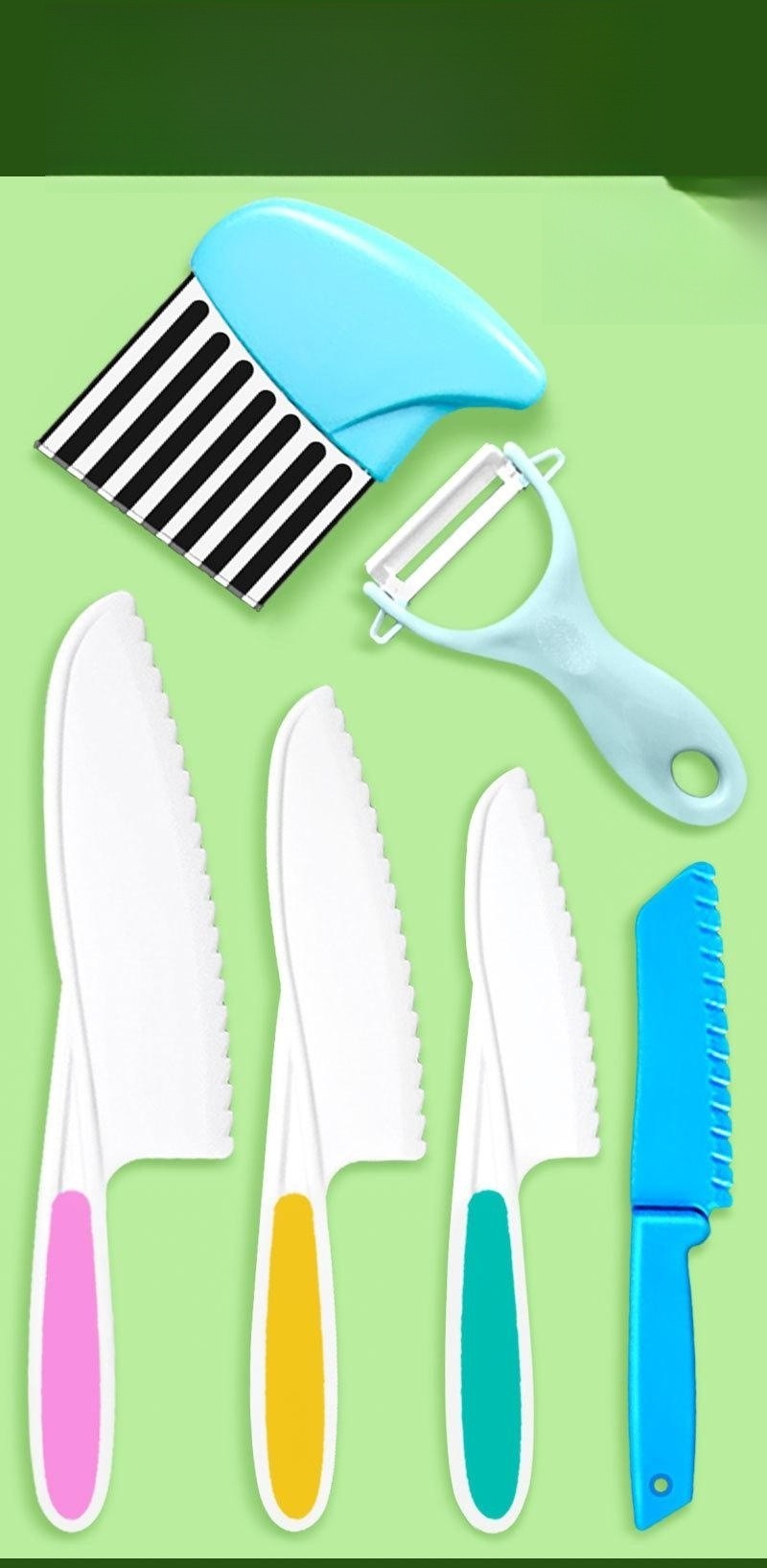 Wave Cutting Board Plastic Fruit Knife Set