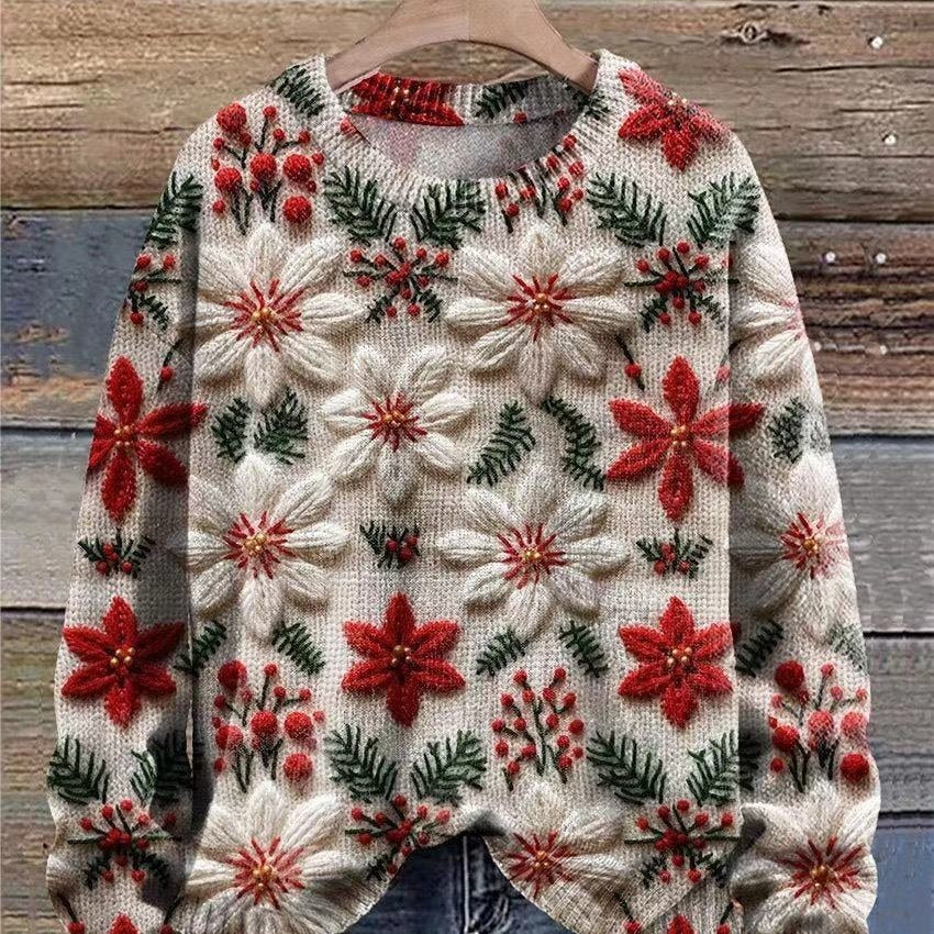 Women's Christmas Casual Round Neck Long Sleeve Sweater