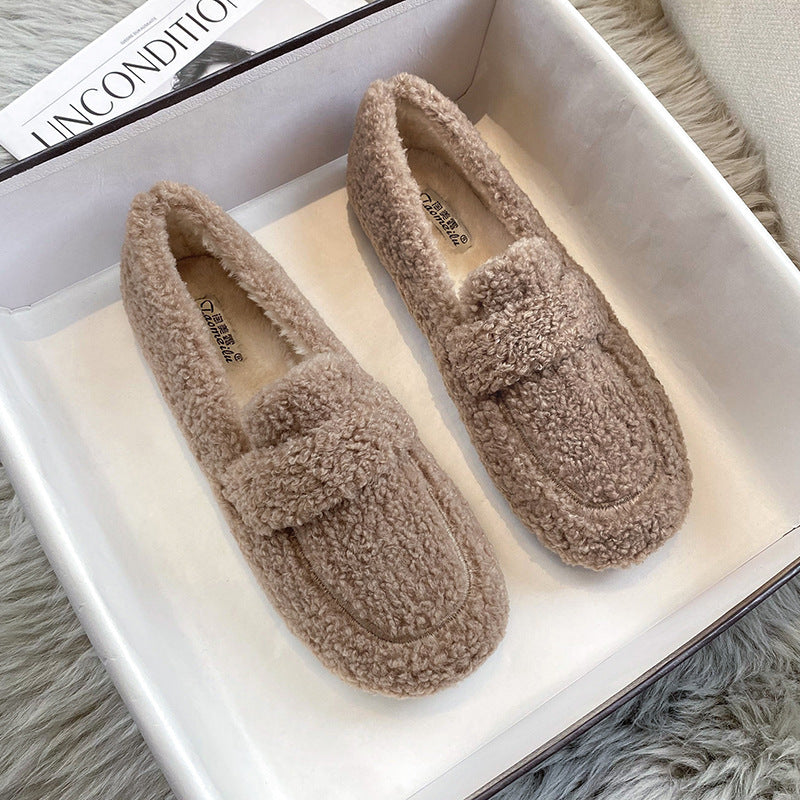 Bean Shoes With Cashmere And Lamb Hair To Keep Warm