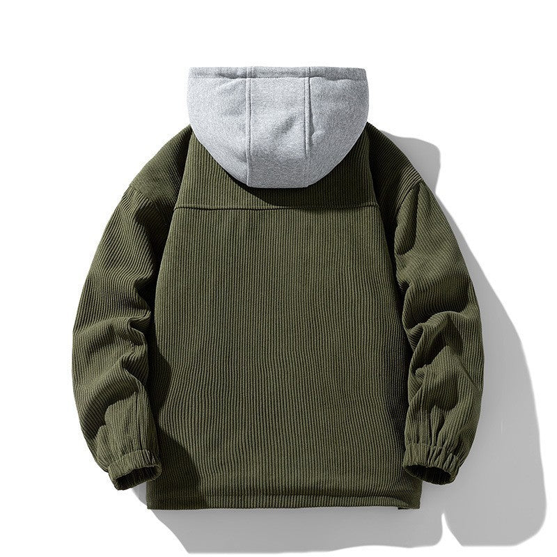 Men's Coat Cotton Corduroy Two-piece Hooded Cotton-padded Jacket
