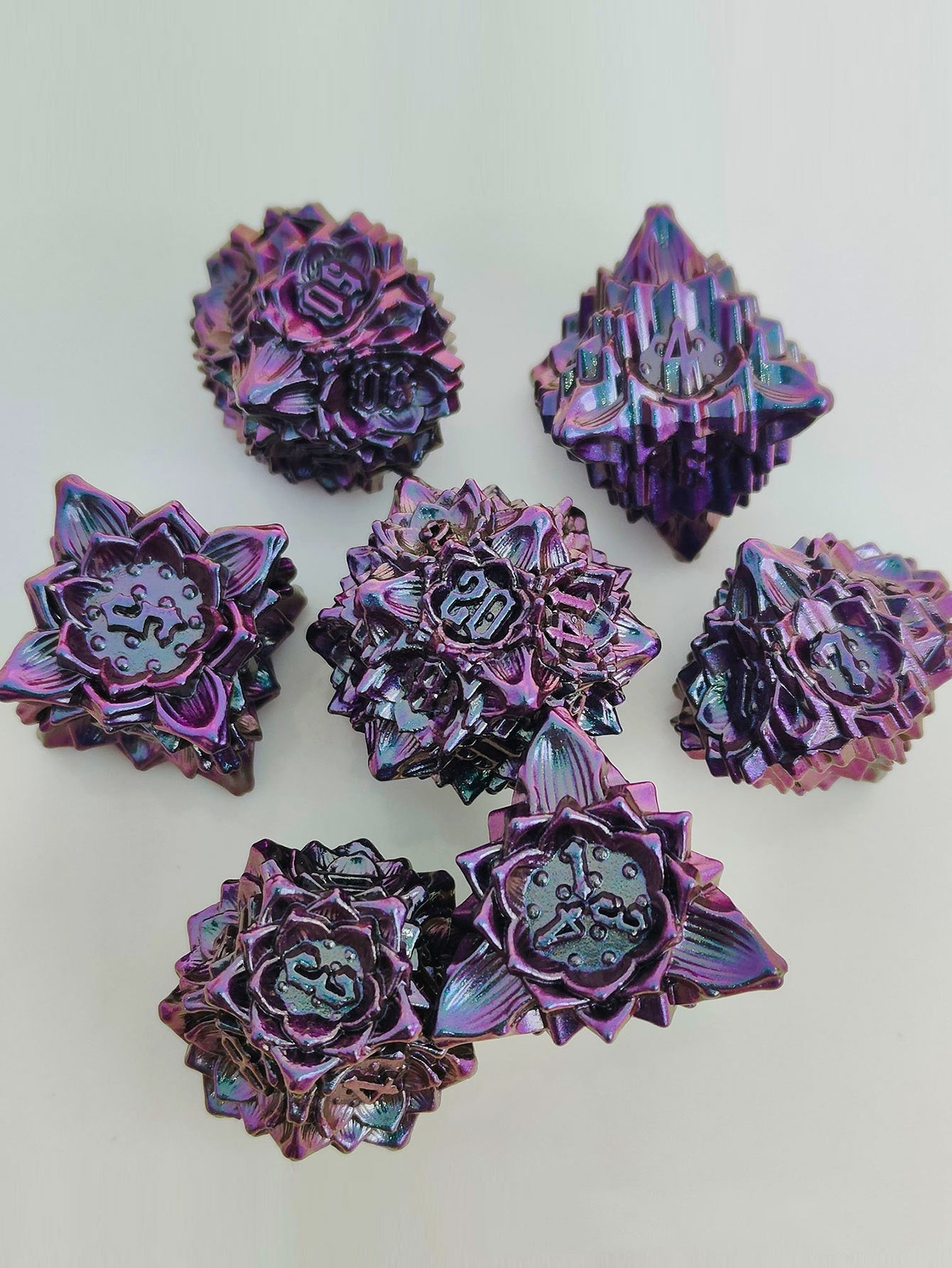 Metal Lotus Dice Polyhedron Board Game