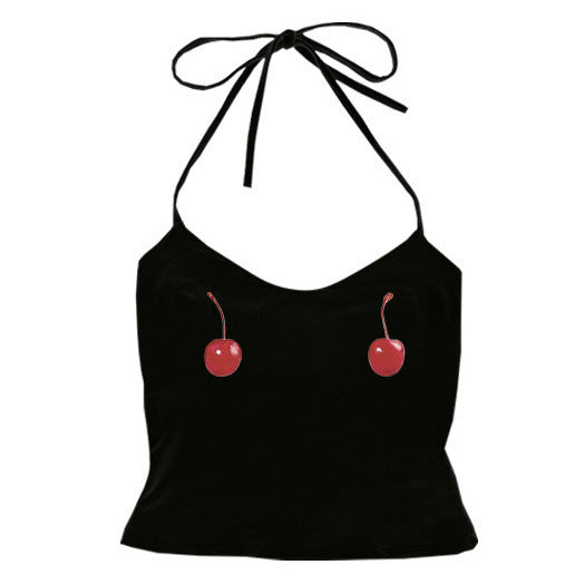 Cherry Print Girl Baby T-shirt Street Sleeveless