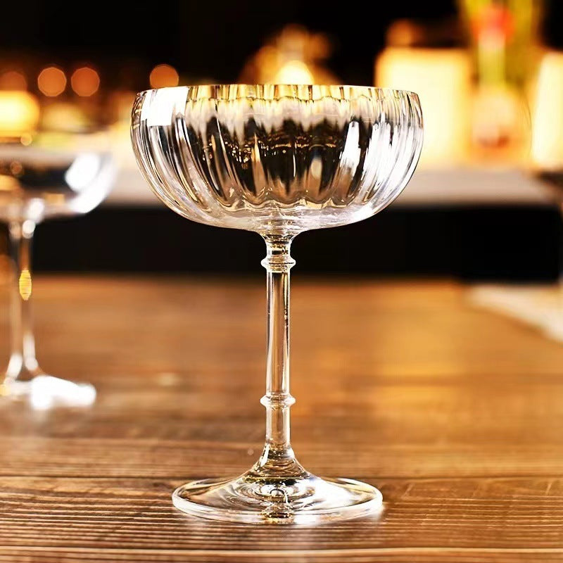 Cocktail Glass Special Drink Cup Wide Mouth Dessert High Tube Cup Wave Pattern