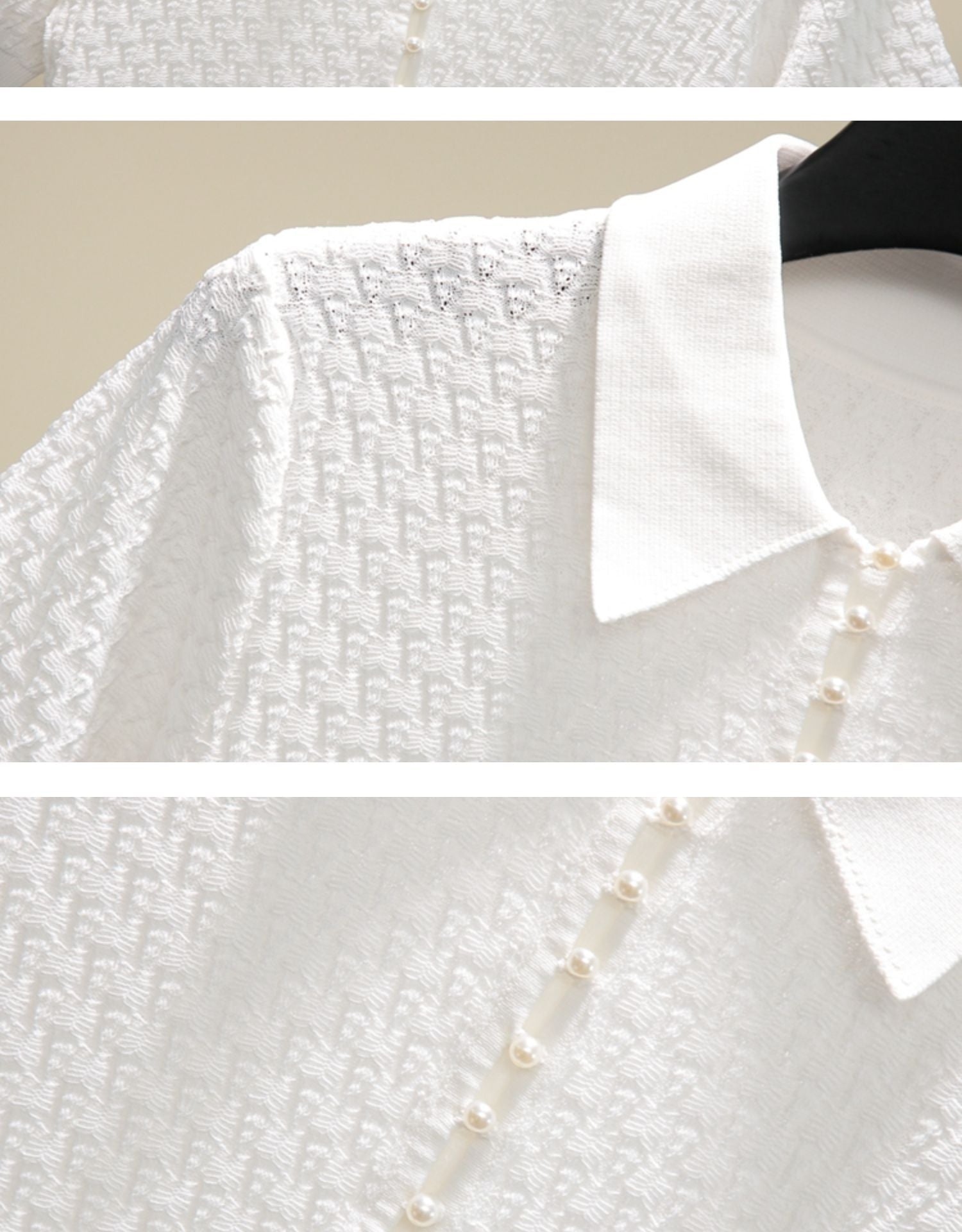 White Polo Collar Short-sleeved Sweater