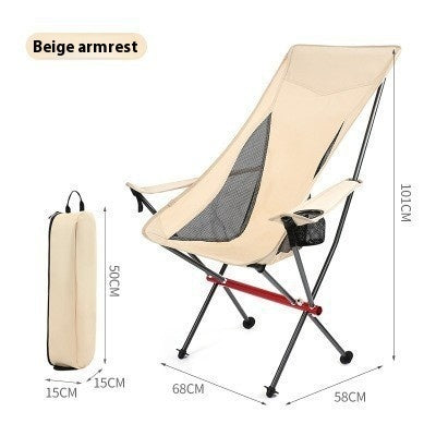 Outdoor Camping Aluminum High Strap Armrest Folding Chair