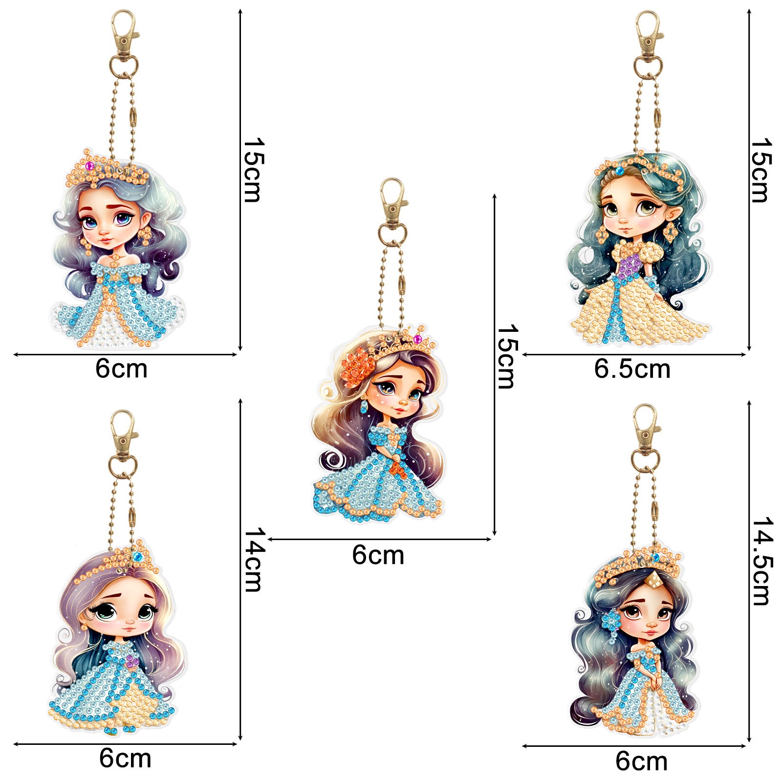 New Diamond Painting Keychain Cartoon Princess Series Double-sided Spot Drill Bag Decoration Transparent Pendant Wholesale