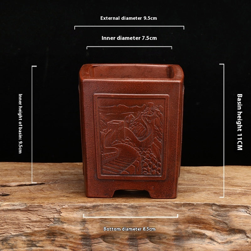 Purple Sand Flowerpot Classical Square Stick Bottle Desktop