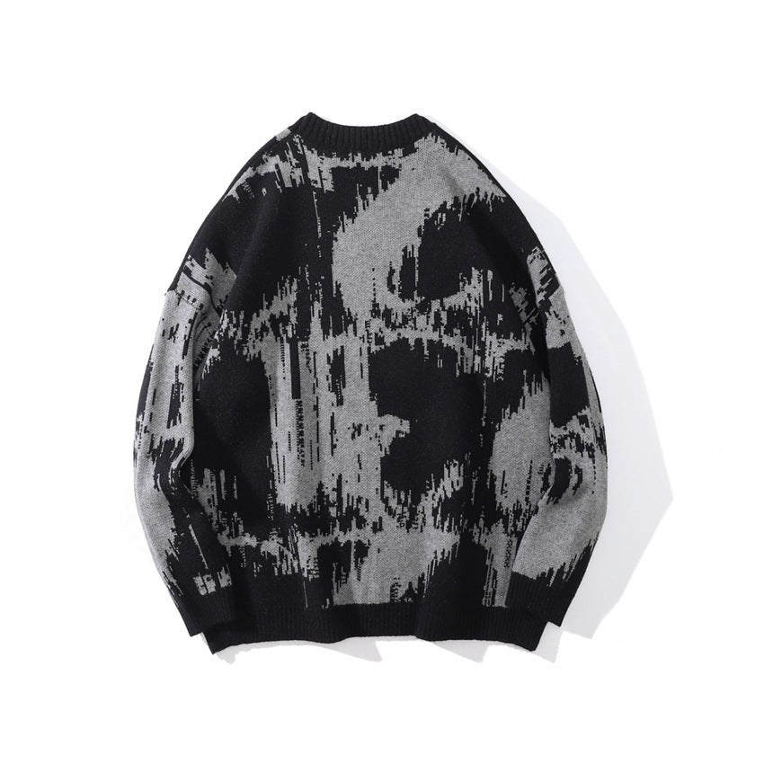 High Street Dark Embroidered Crew Neck Sweater Tide Brand